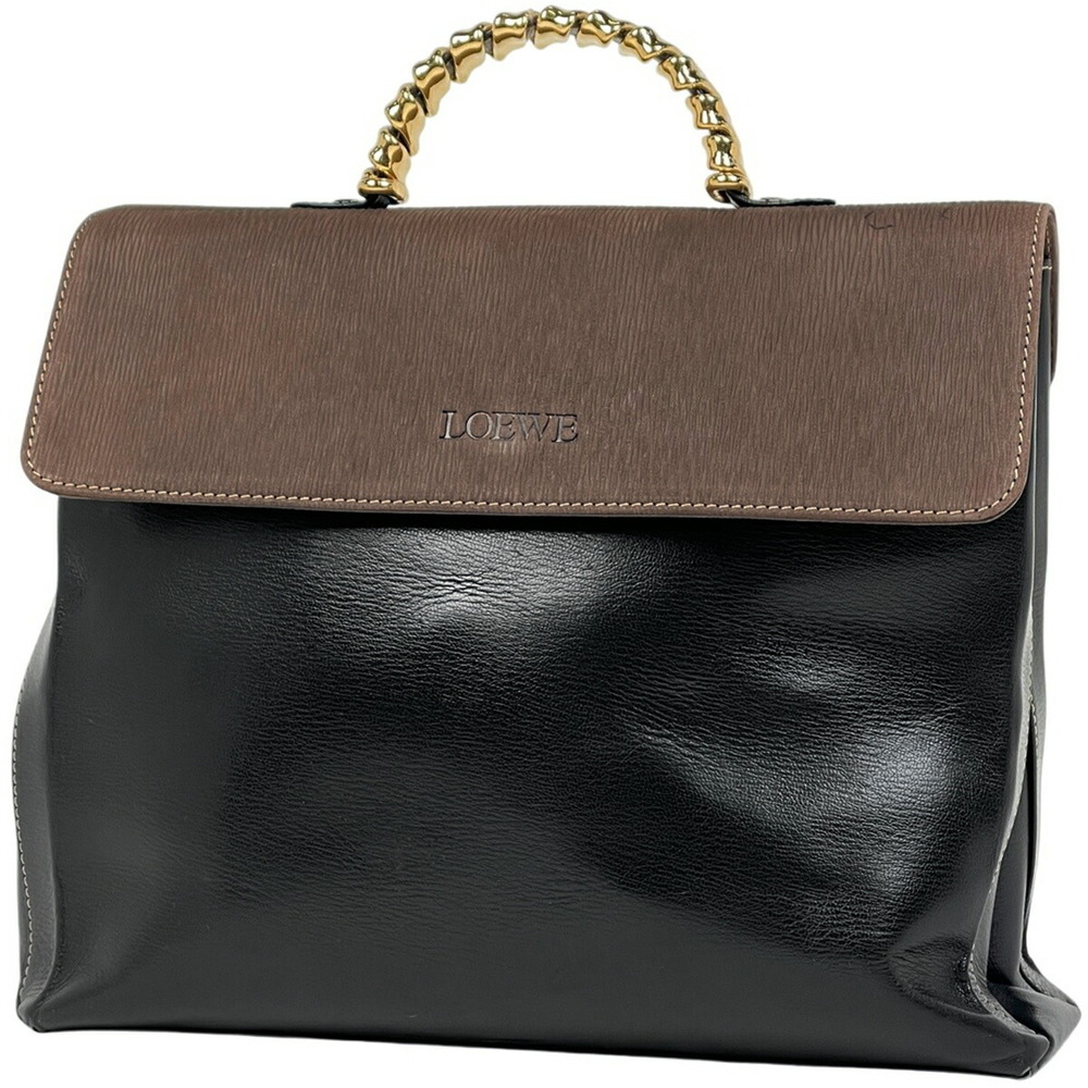 Loewe Velzquez handbag logo leather black brown